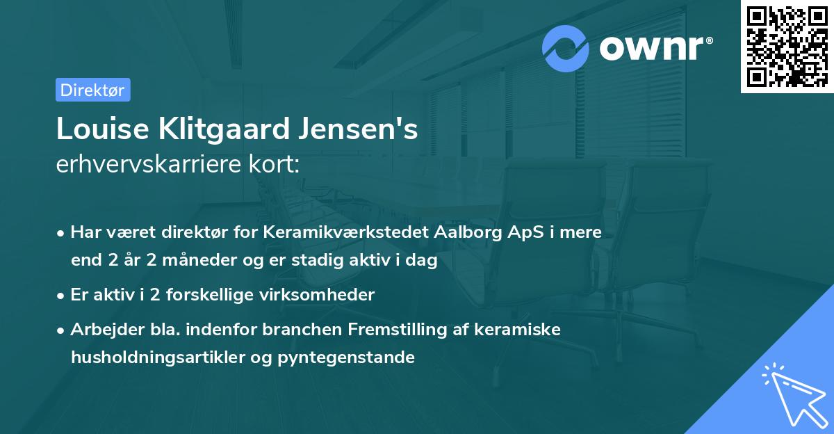 Louise Klitgaard Jensen's erhvervskarriere kort