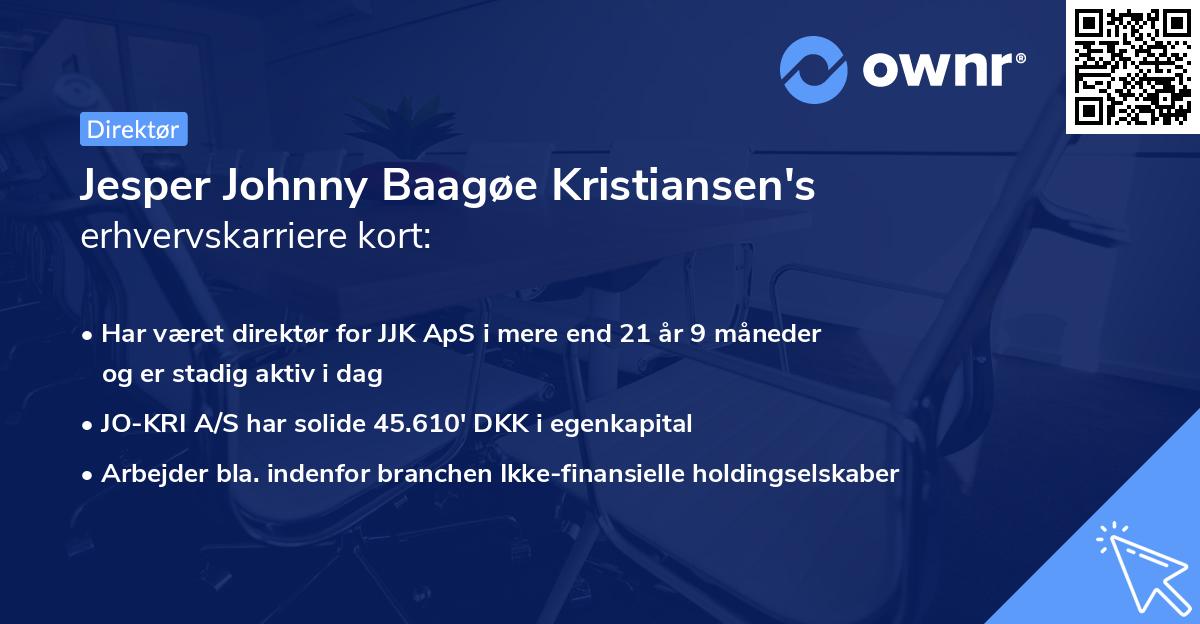 Jesper Johnny Baagøe Kristiansen's erhvervskarriere kort
