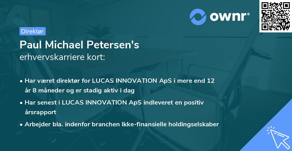 Paul Michael Petersen's erhvervskarriere kort