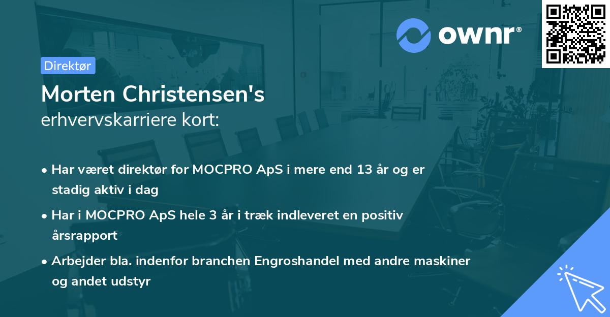 Morten Christensen's erhvervskarriere kort