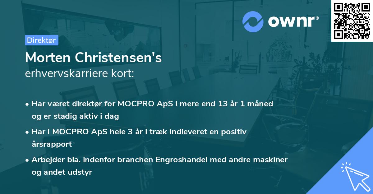 Morten Christensen's erhvervskarriere kort