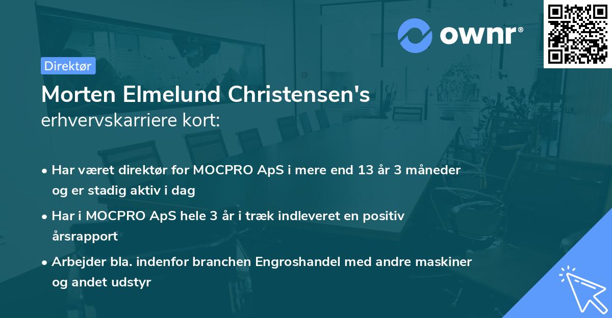 Morten Elmelund Christensen's erhvervskarriere kort