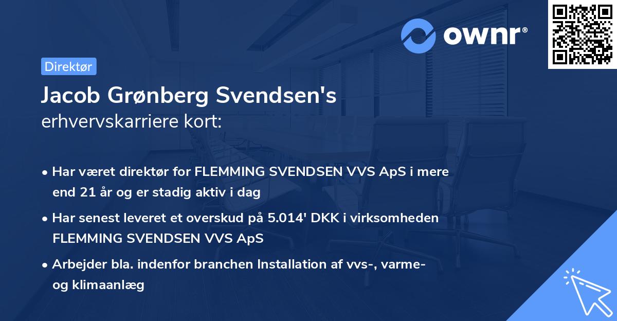 Jacob Grønberg Svendsen's erhvervskarriere kort