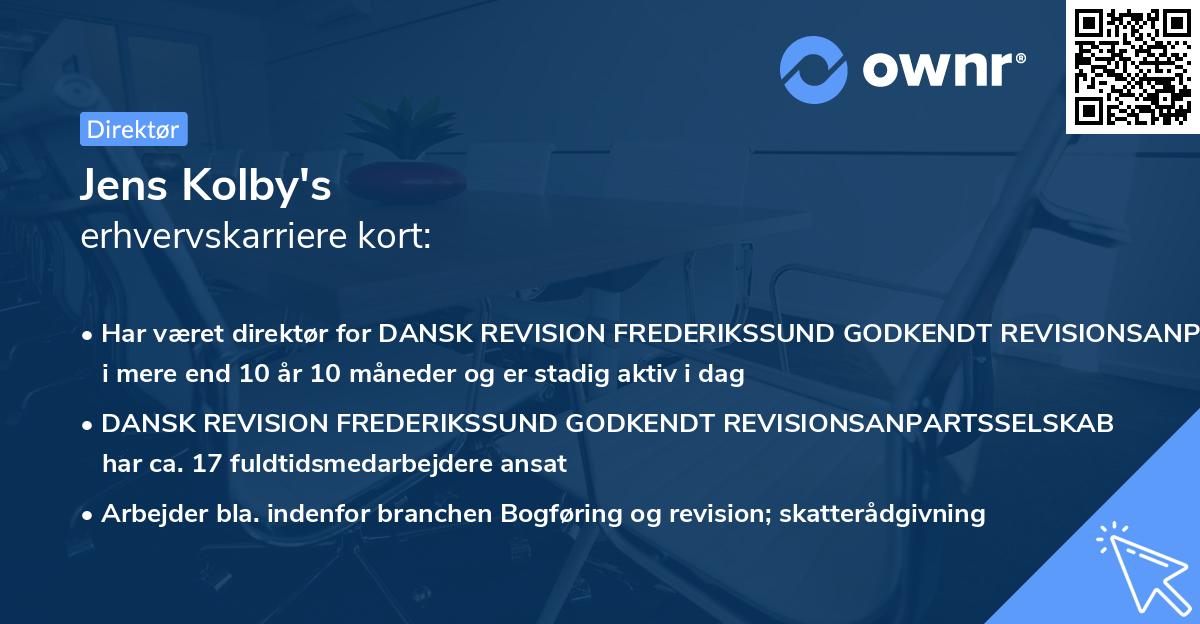 Jens Kolby's erhvervskarriere kort