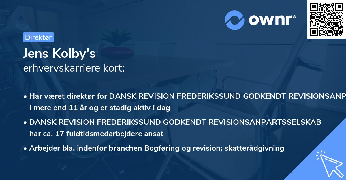 Jens Kolby's erhvervskarriere kort