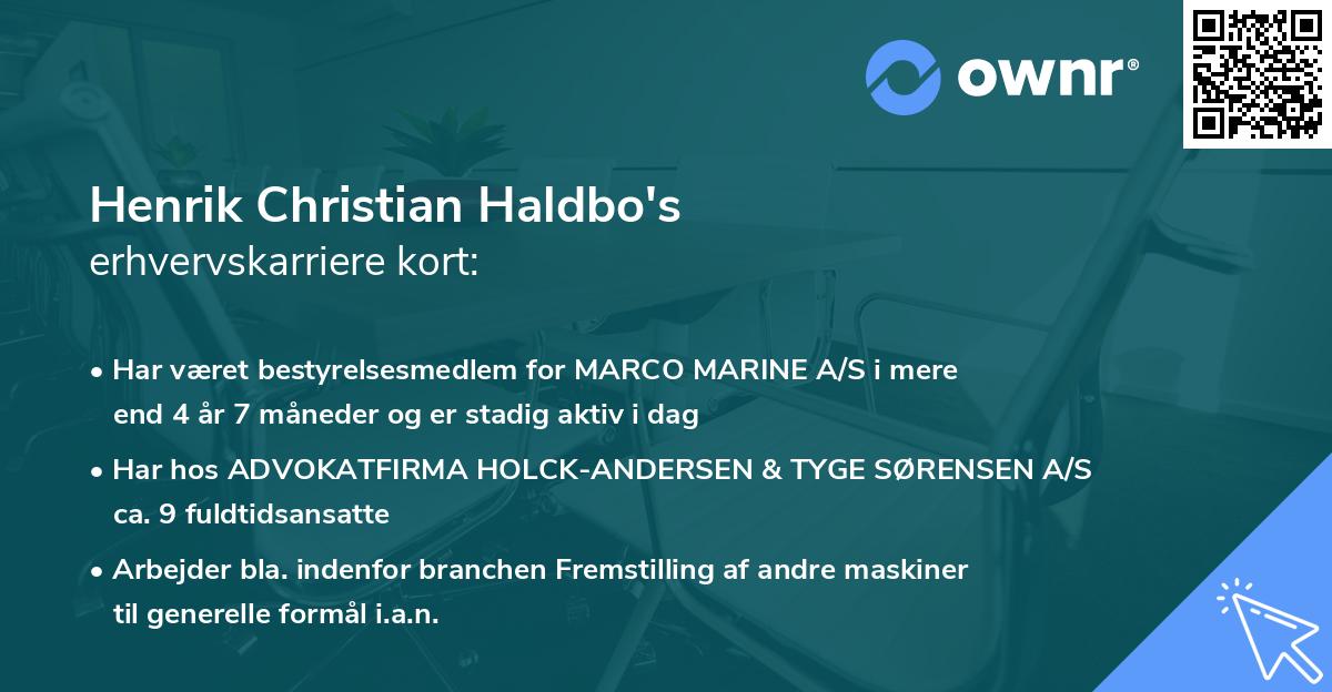 Henrik Christian Haldbo's erhvervskarriere kort