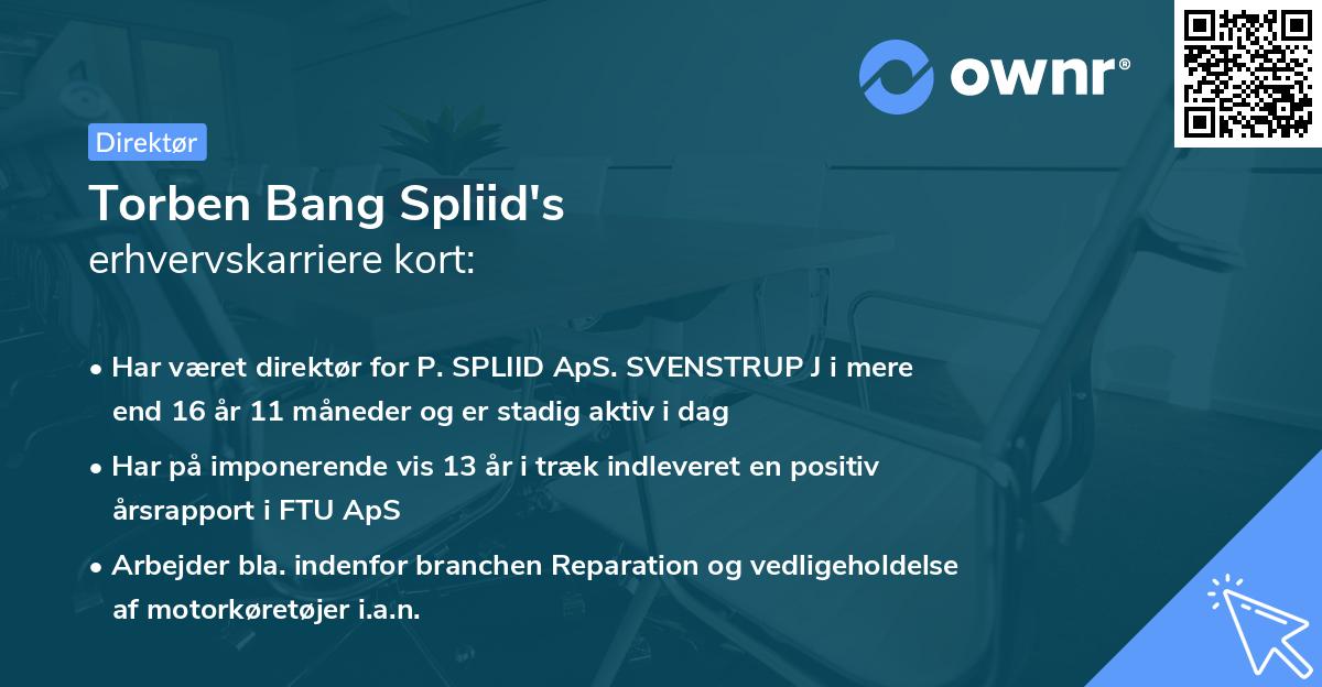 Torben Bang Spliid's erhvervskarriere kort