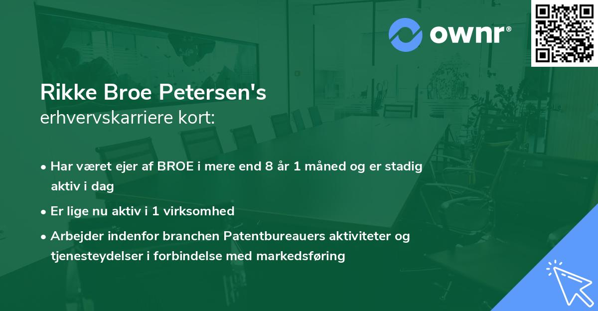 Rikke Broe Petersen's erhvervskarriere kort