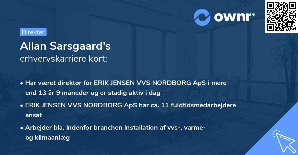 Allan Sarsgaard's erhvervskarriere kort