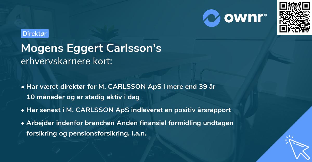 Mogens Eggert Carlsson's erhvervskarriere kort