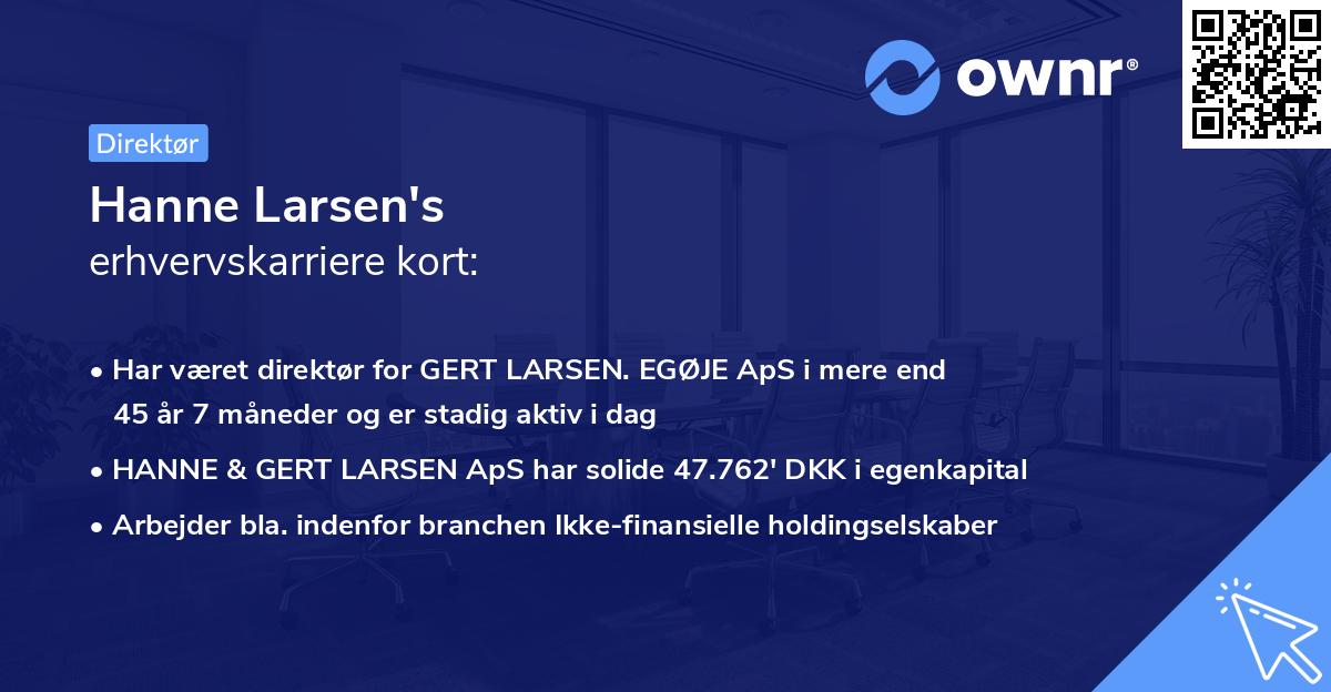 Hanne Larsen's erhvervskarriere kort