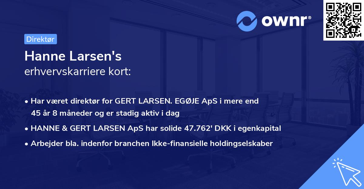 Hanne Larsen's erhvervskarriere kort