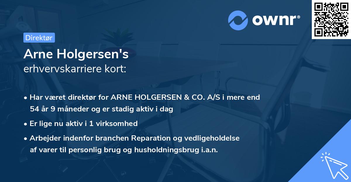 Arne Holgersen's erhvervskarriere kort