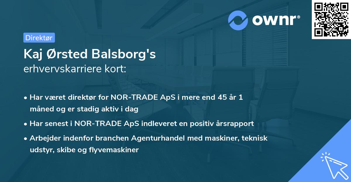 Kaj Ørsted Balsborg's erhvervskarriere kort