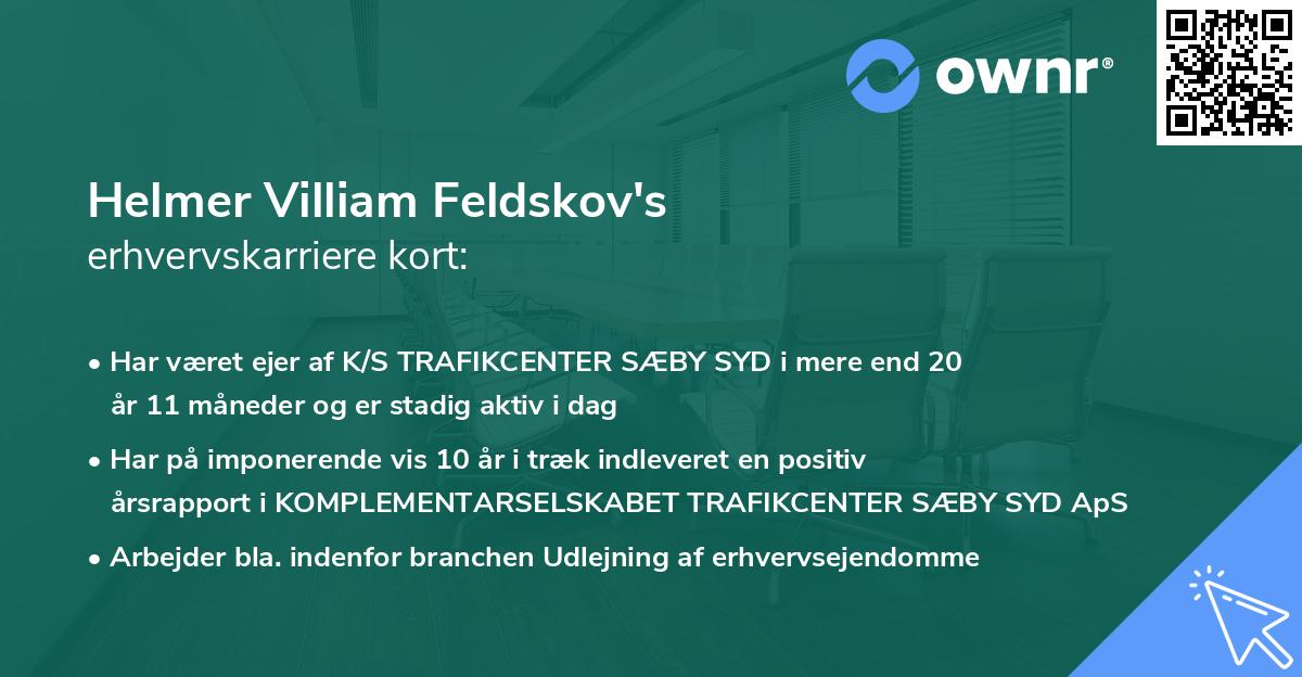 Helmer Villiam Feldskov's erhvervskarriere kort