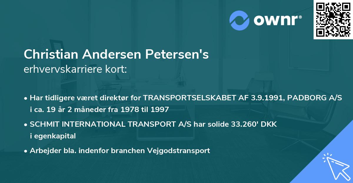 Christian Andersen Petersen's erhvervskarriere kort