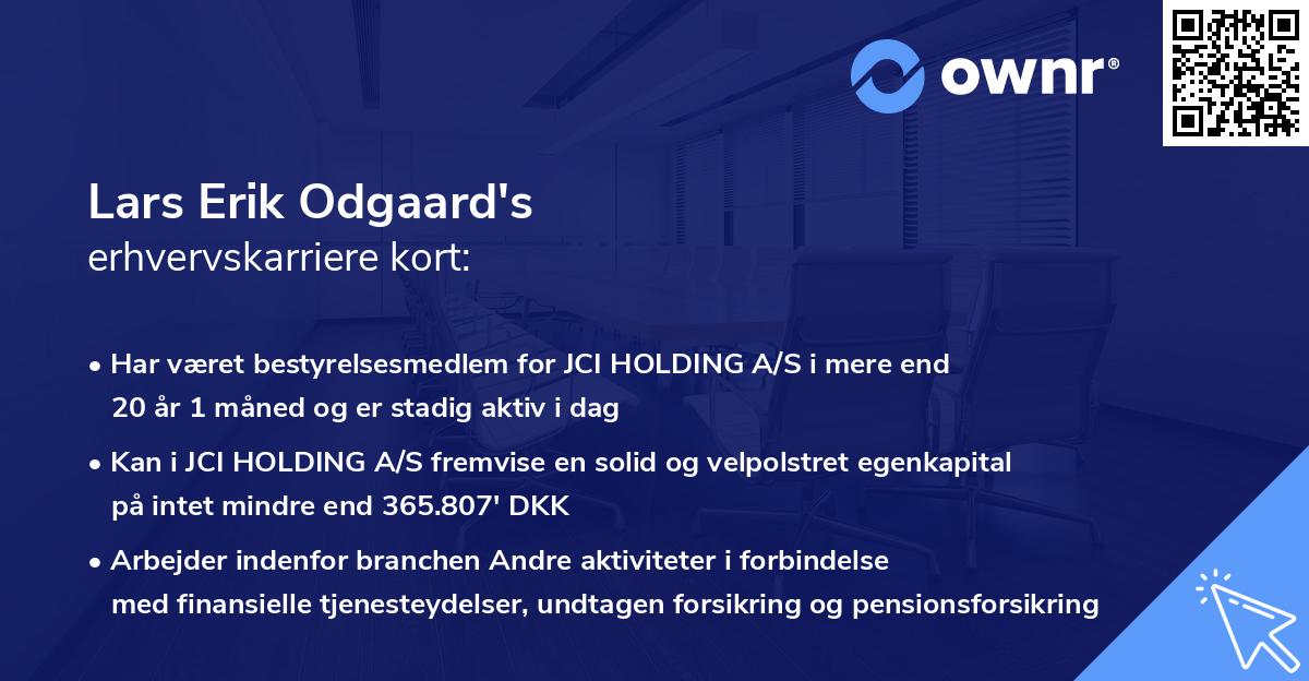 Lars Erik Odgaard's erhvervskarriere kort