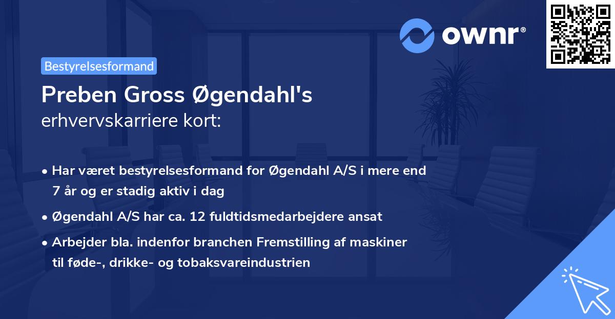 Preben Gross Øgendahl's erhvervskarriere kort