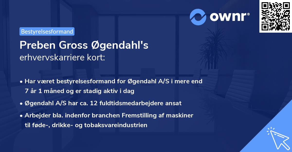 Preben Gross Øgendahl's erhvervskarriere kort