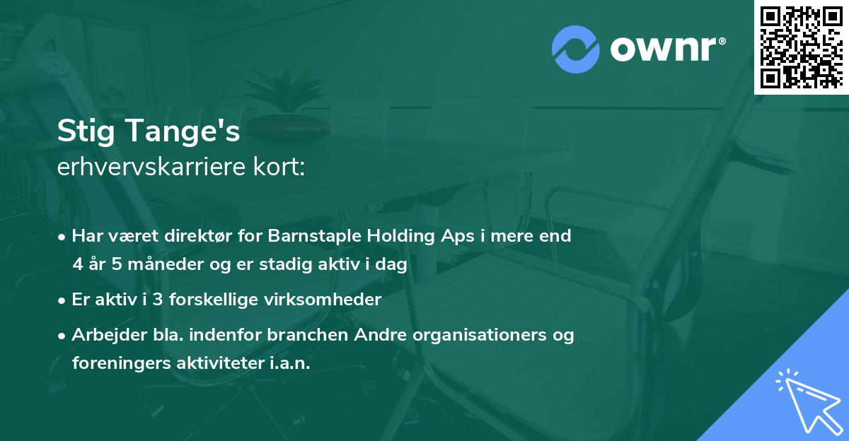 Stig Tange's erhvervskarriere kort