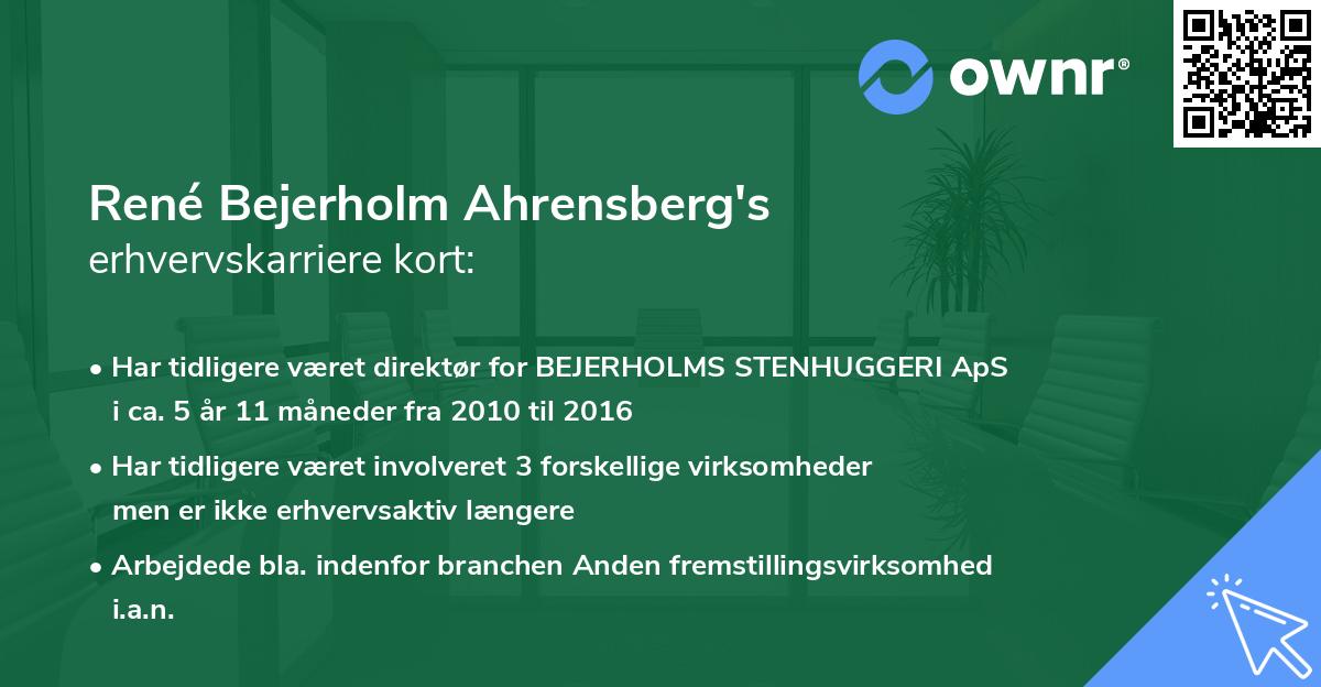 René Bejerholm Ahrensberg's erhvervskarriere kort