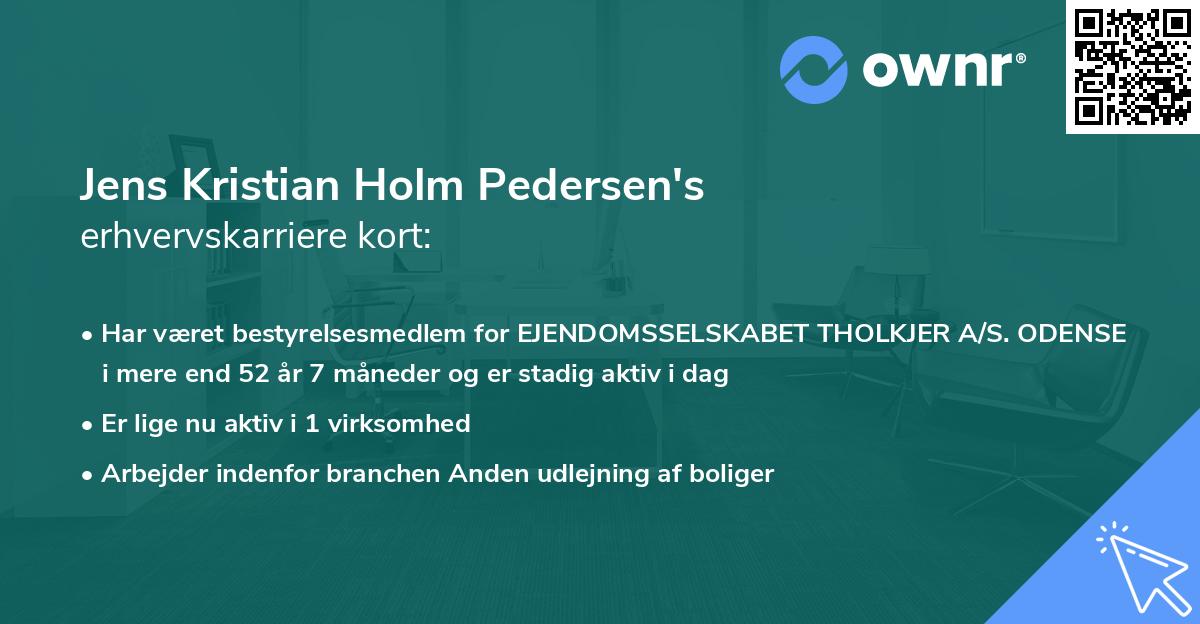 Jens Kristian Holm Pedersen's erhvervskarriere kort