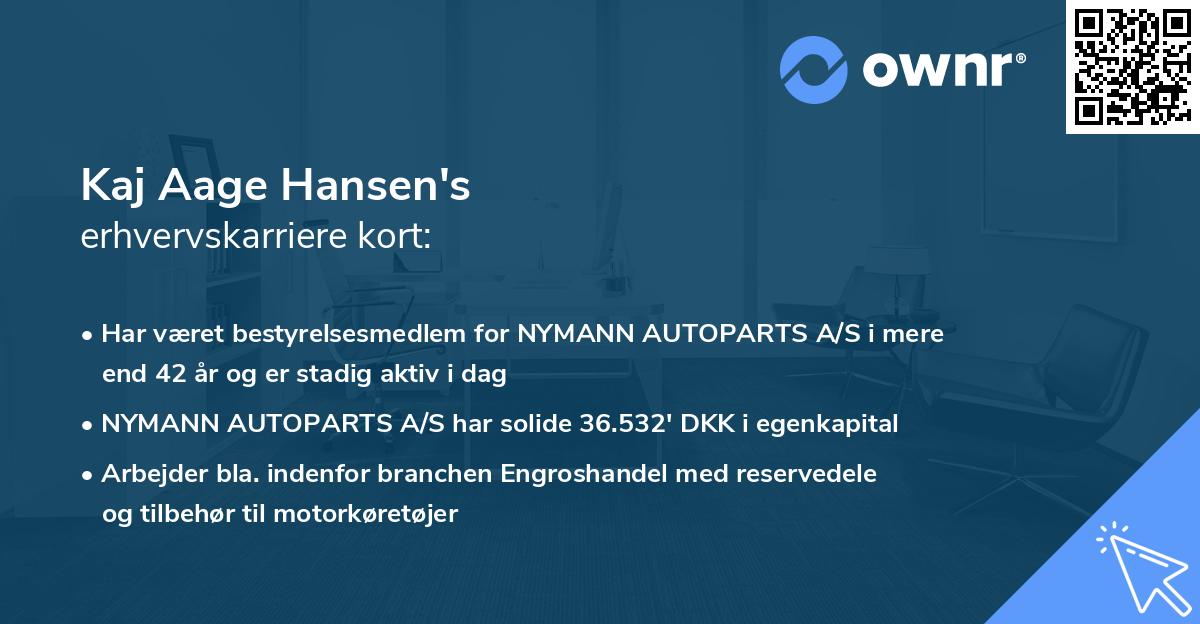 Kaj Aage Hansen's erhvervskarriere kort