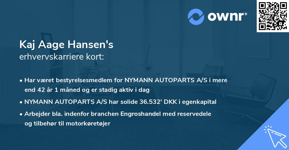 Kaj Aage Hansen's erhvervskarriere kort