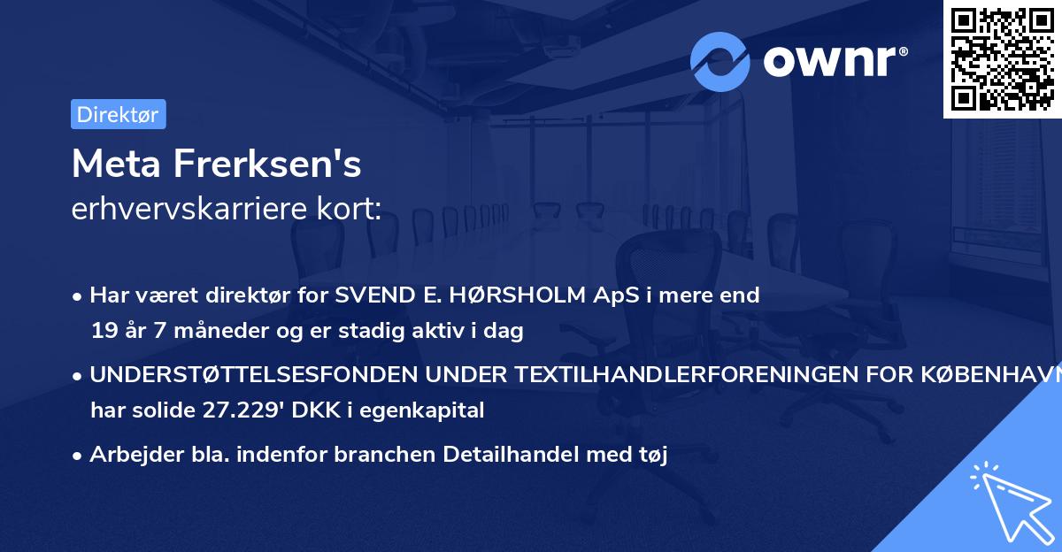 Meta Frerksen's erhvervskarriere kort