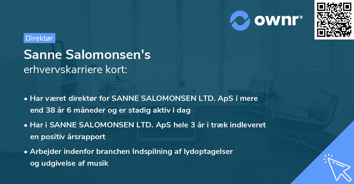 Sanne Salomonsen's erhvervskarriere kort