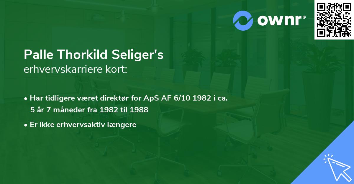 Palle Thorkild Seliger's erhvervskarriere kort