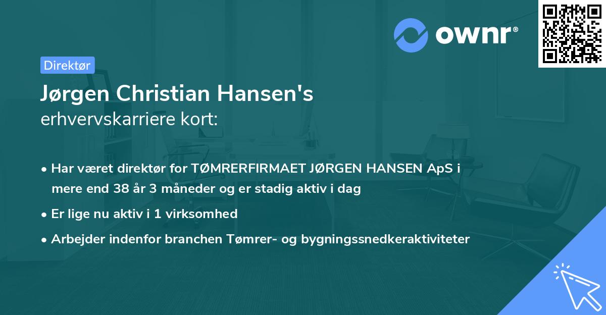 Jørgen Christian Hansen's erhvervskarriere kort