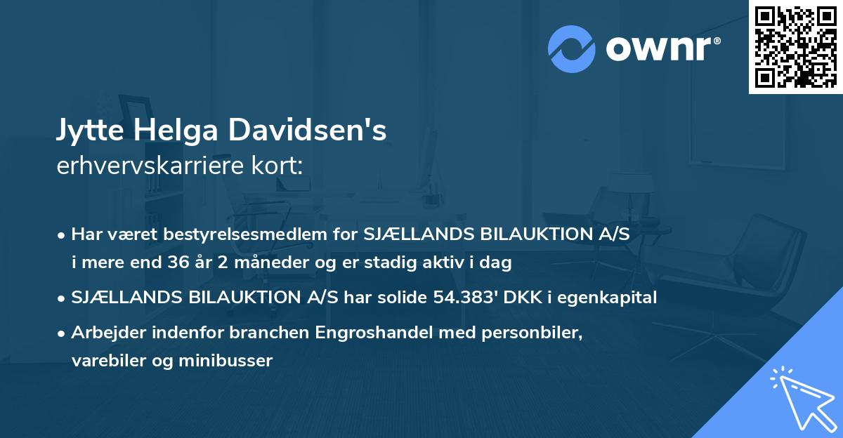 Jytte Helga Davidsen's erhvervskarriere kort