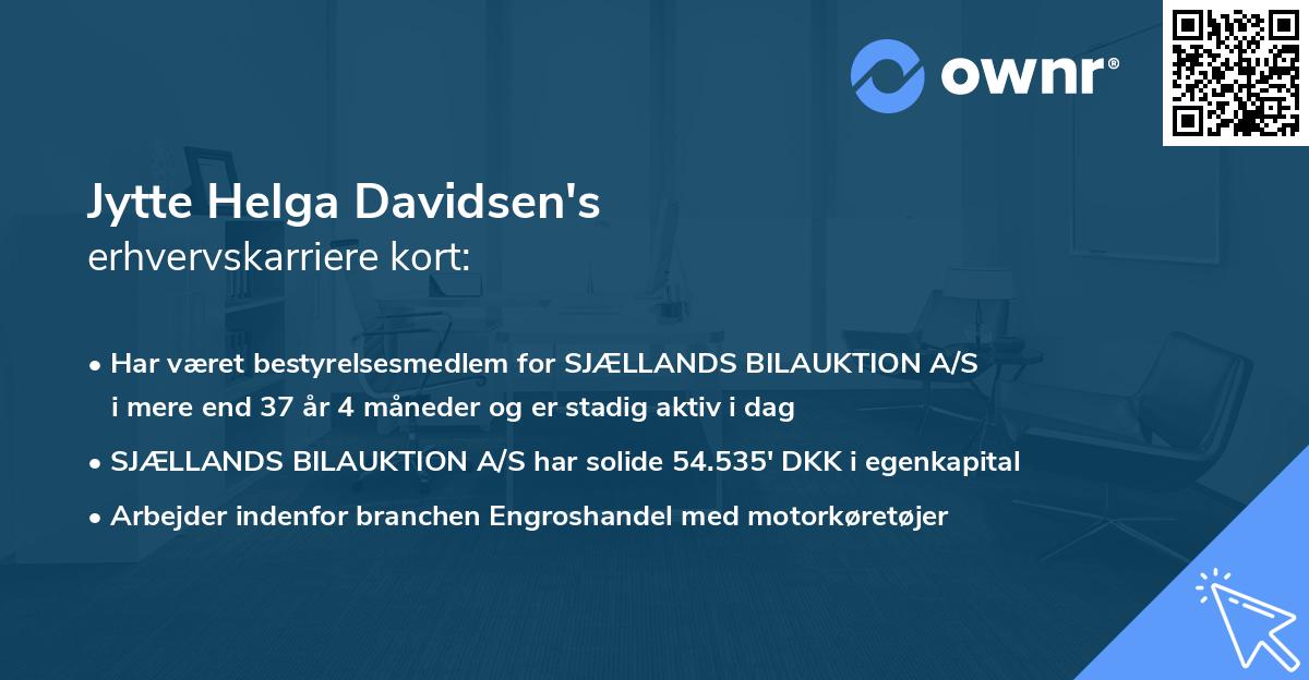 Jytte Helga Davidsen's erhvervskarriere kort