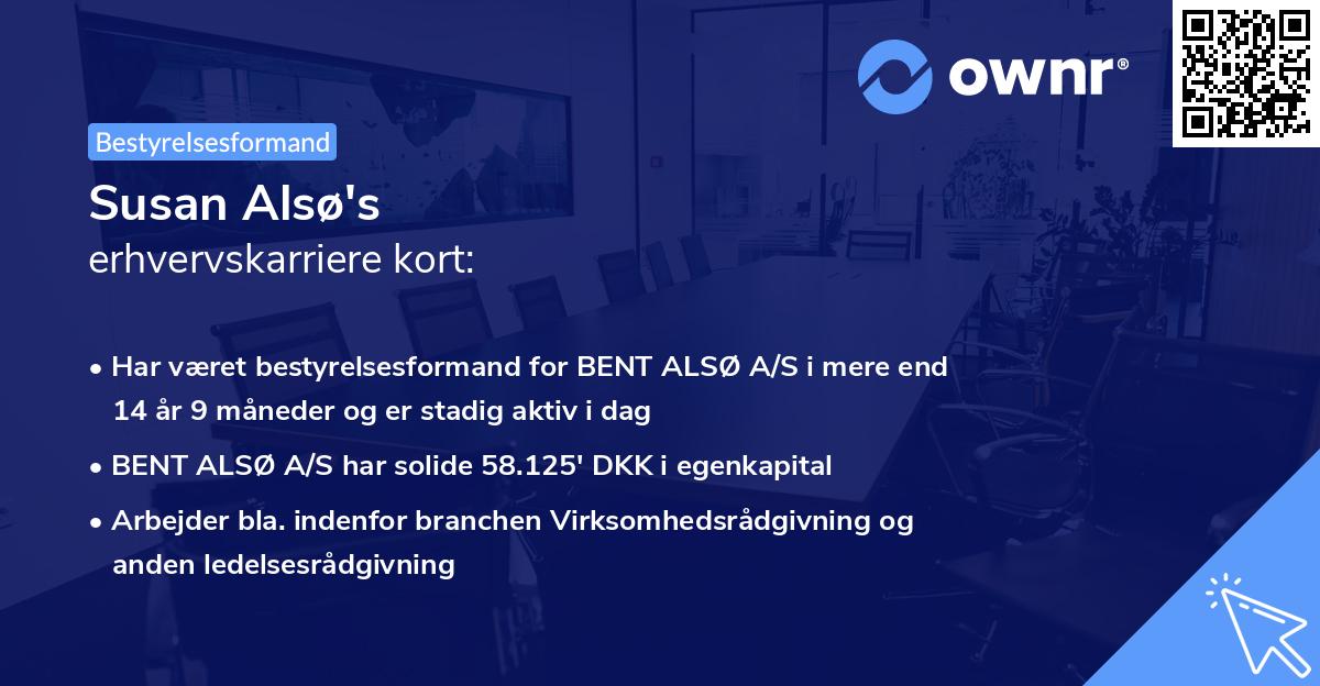 Susan Alsø's erhvervskarriere kort