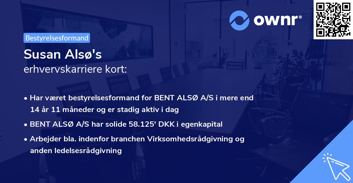 Susan Alsø's erhvervskarriere kort