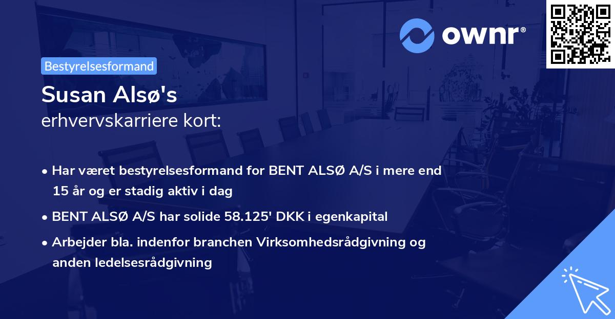 Susan Alsø's erhvervskarriere kort