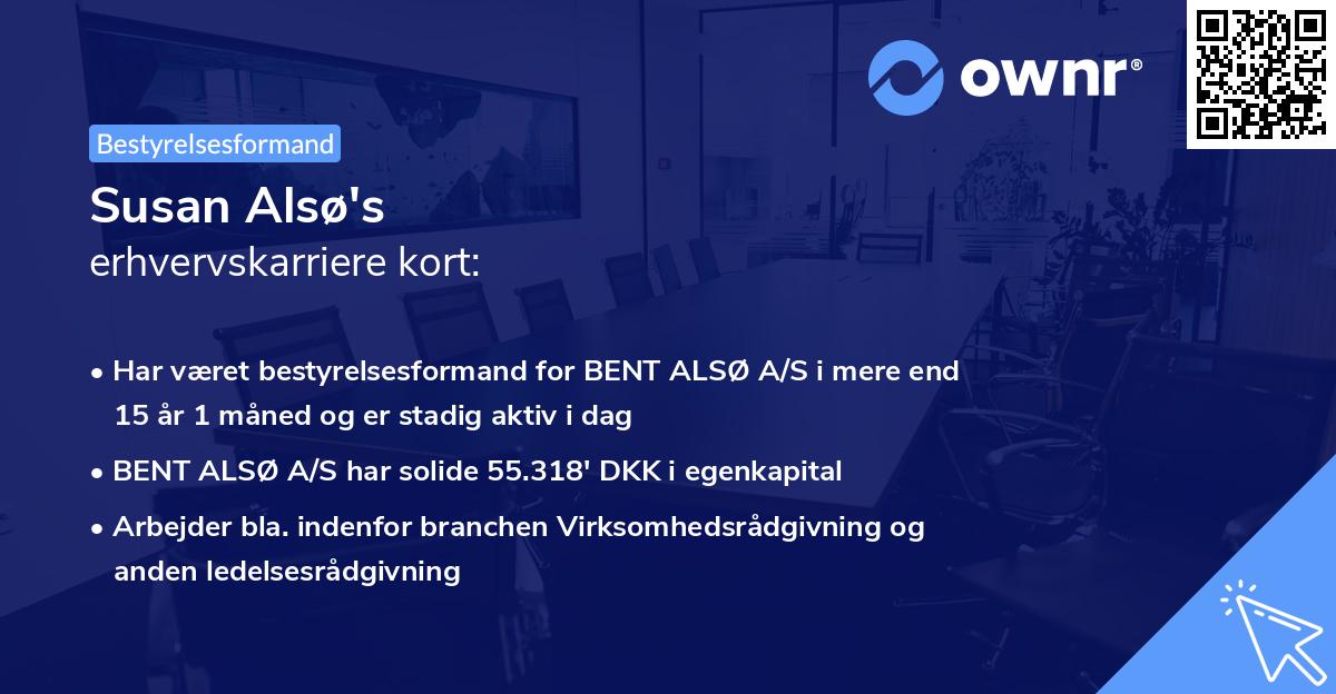 Susan Alsø's erhvervskarriere kort
