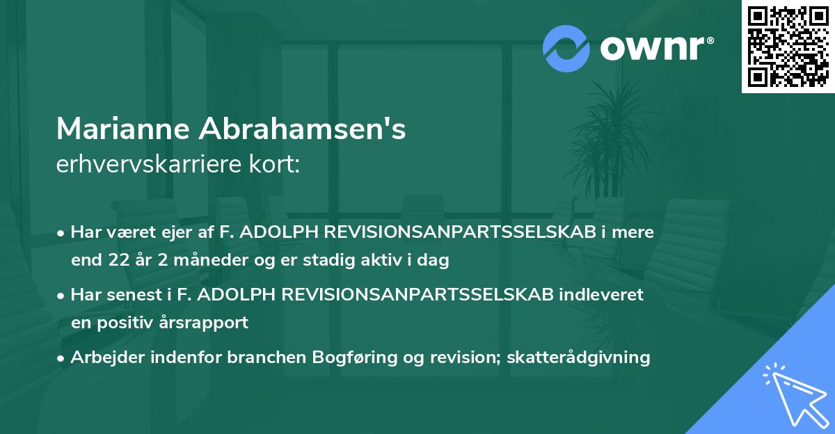 Marianne Abrahamsen's erhvervskarriere kort