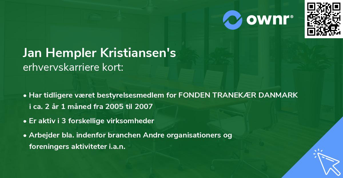 Jan Hempler Kristiansen's erhvervskarriere kort
