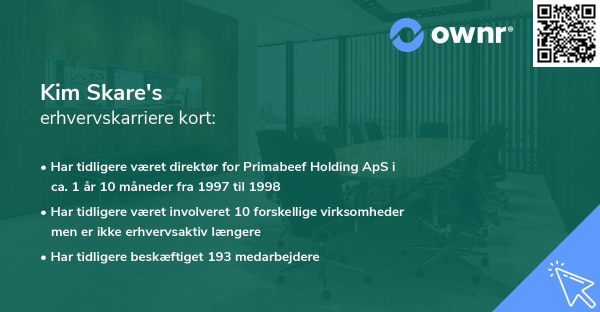 Kim Skare's erhvervskarriere kort