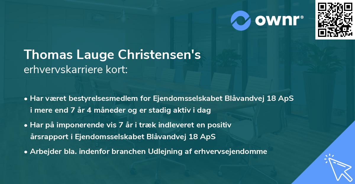 Thomas Lauge Christensen's erhvervskarriere kort