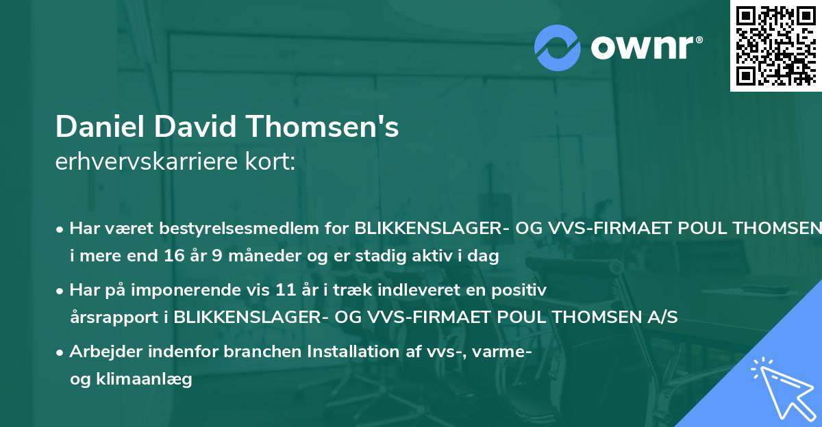 Daniel David Thomsen's erhvervskarriere kort