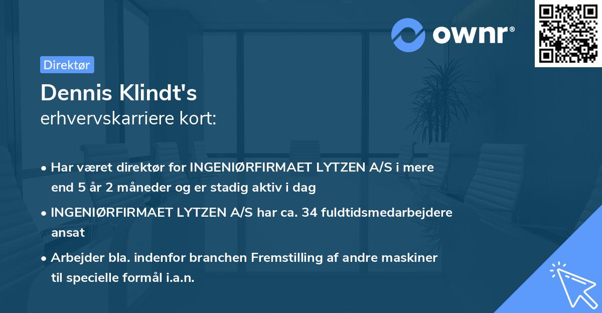 Dennis Klindt's erhvervskarriere kort