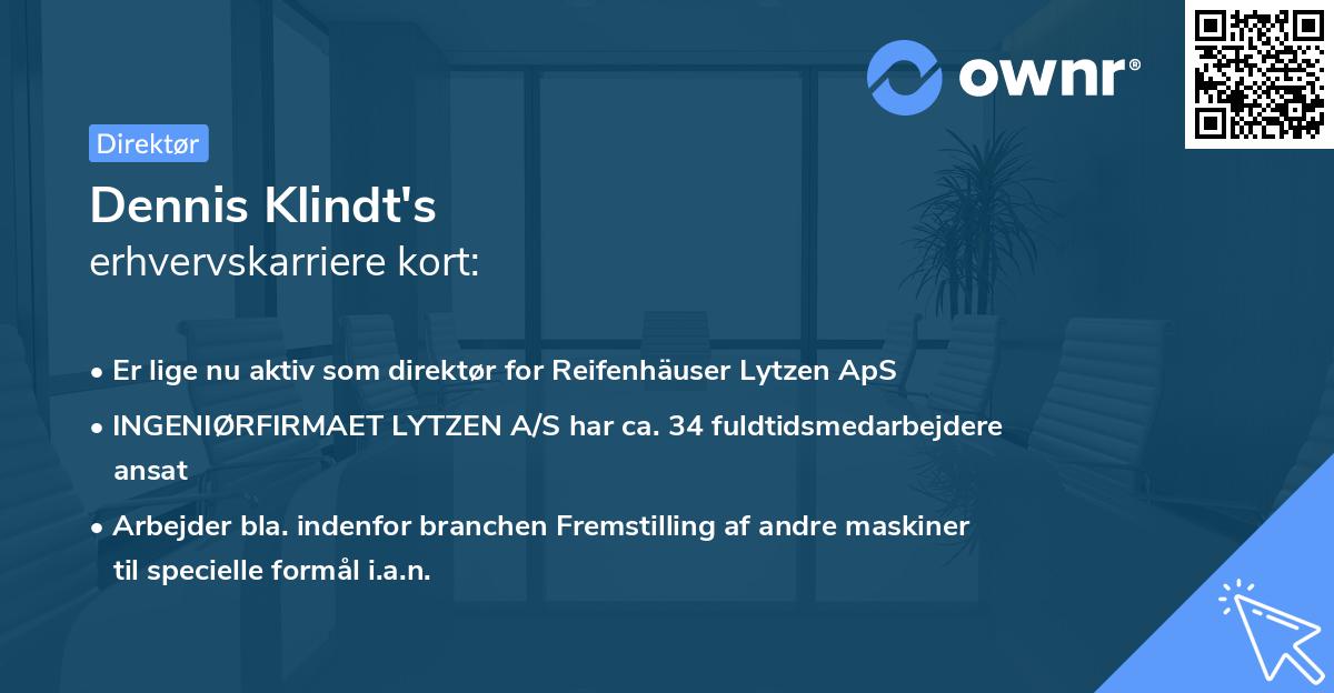 Dennis Klindt's erhvervskarriere kort