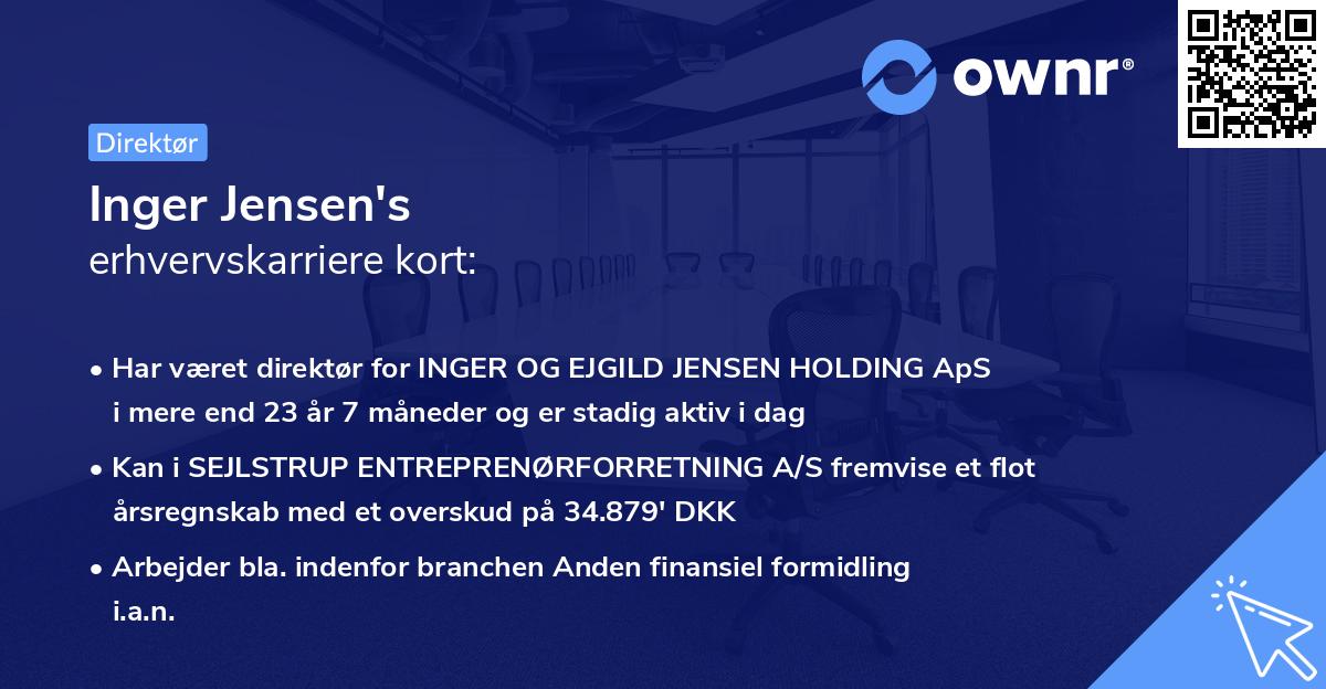 Inger Jensen's erhvervskarriere kort