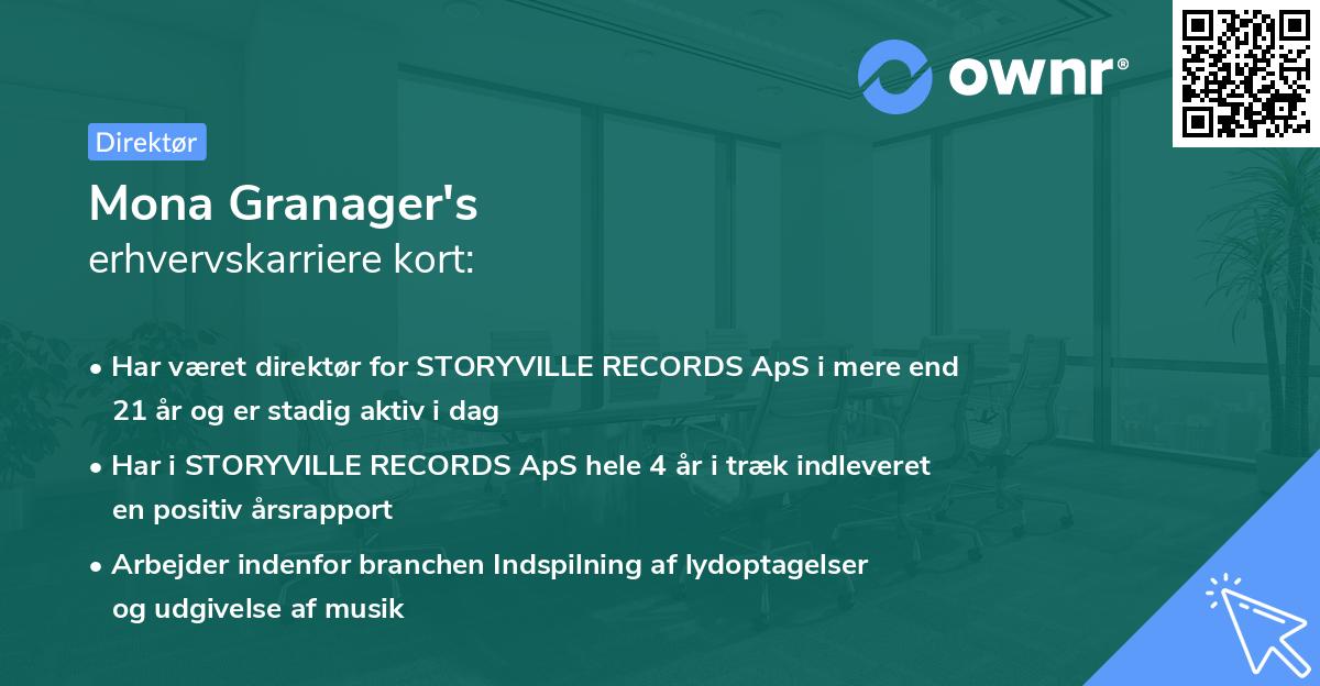 Mona Granager's erhvervskarriere kort