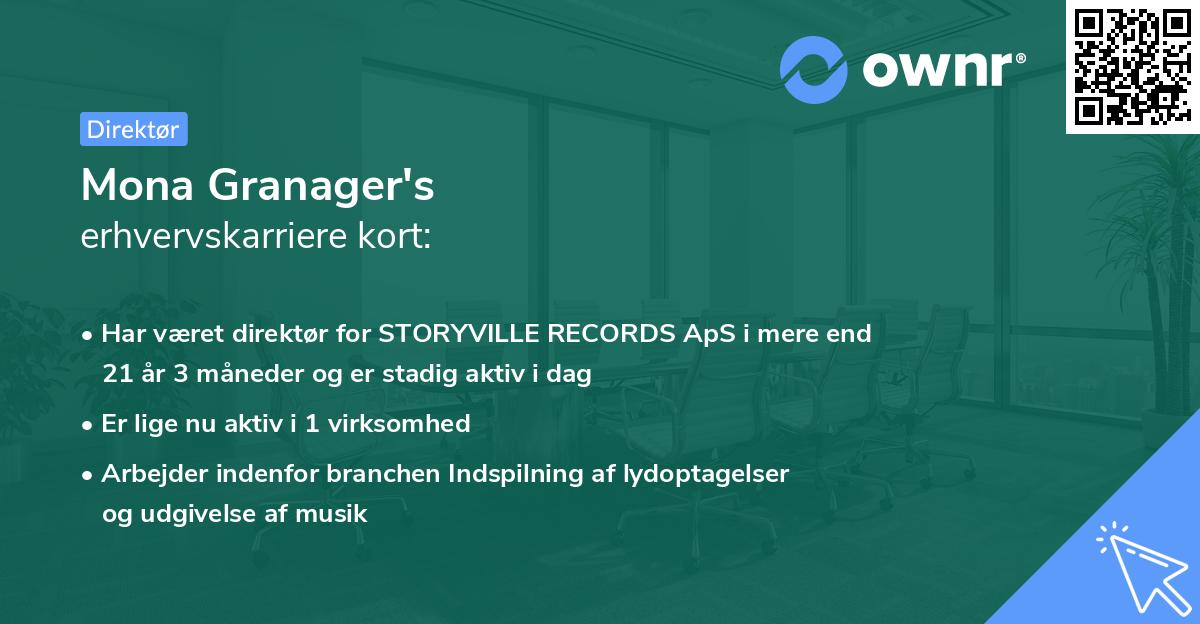 Mona Granager's erhvervskarriere kort