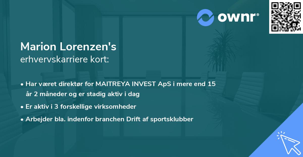 Marion Lorenzen's erhvervskarriere kort