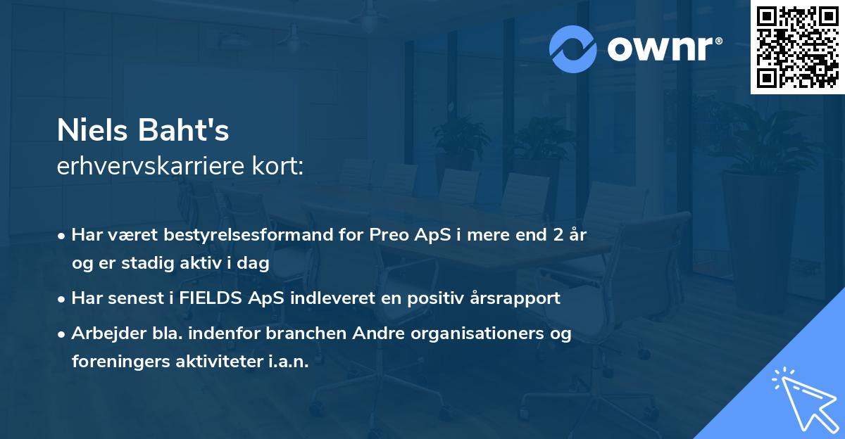 Niels Baht's erhvervskarriere kort